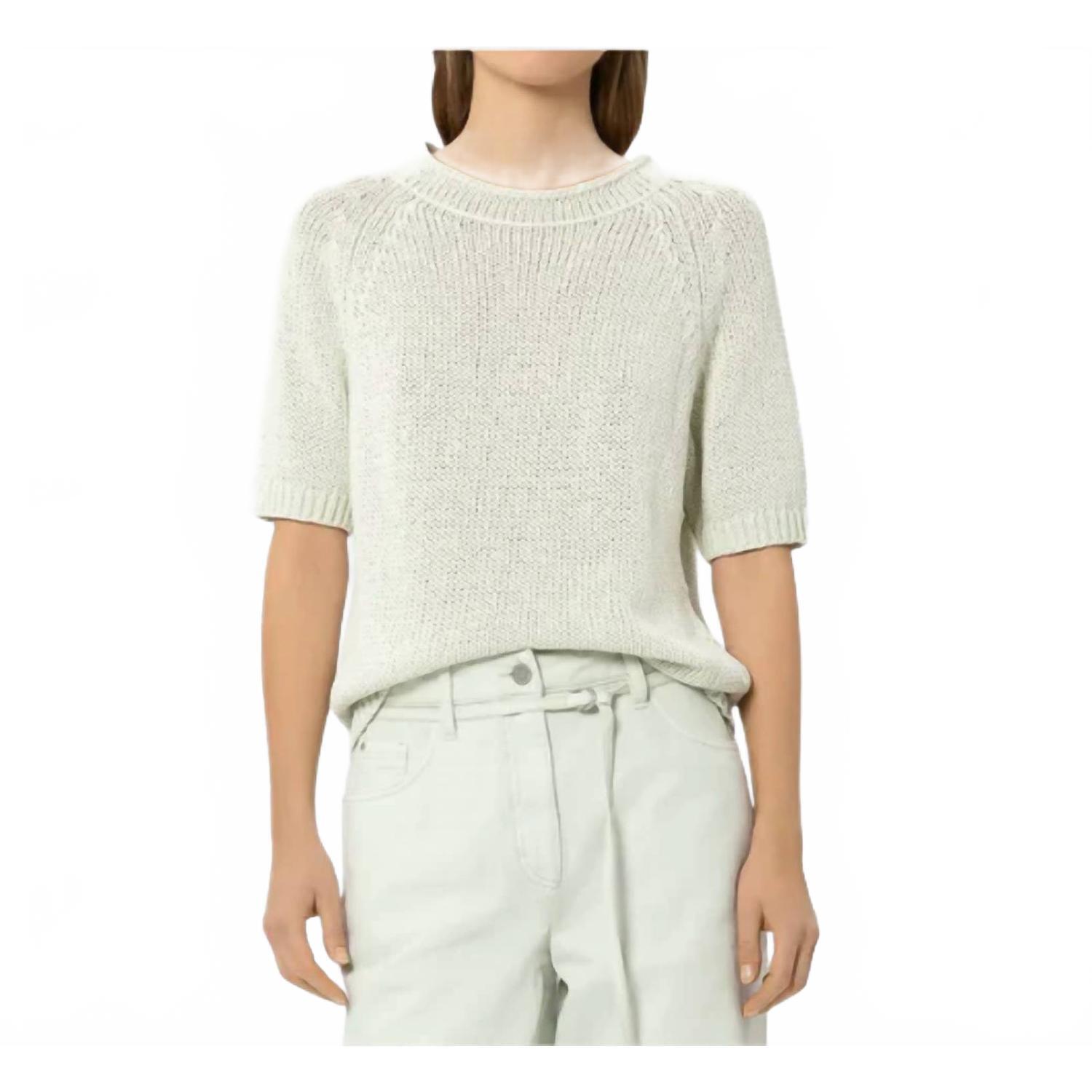 New Luisa Cerano Crew Neck Cotton Sweater In Mint Green